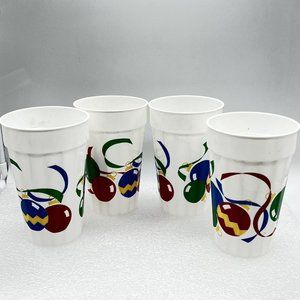 Vintage Lot Of 4 Plastic Christmas Ornaments Tumbler Plastic Cups